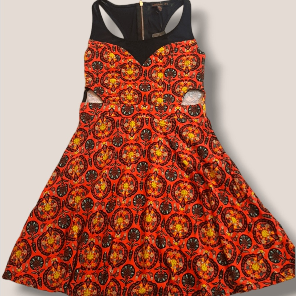 Vibrant Orange and Black Kids Dress